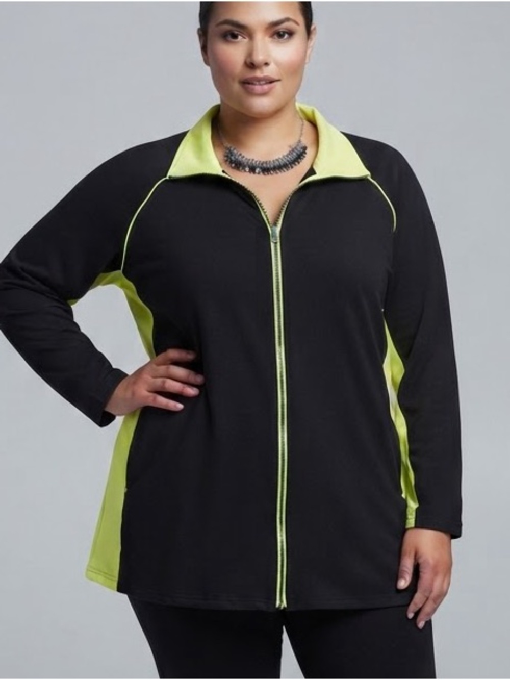 CATHERINES Black and Bright Yellow Athletic Jacket size 1XW (18/20) petite